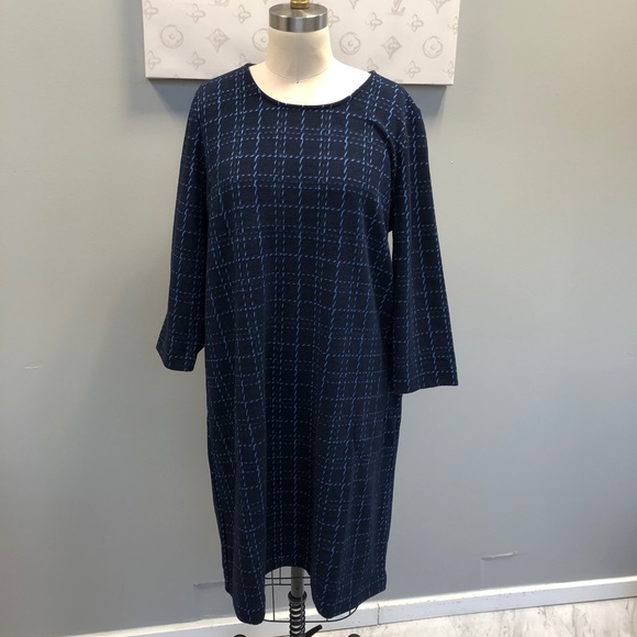 J.Jill L -navy and black midi dress e98-36 - Picture 5 of 5